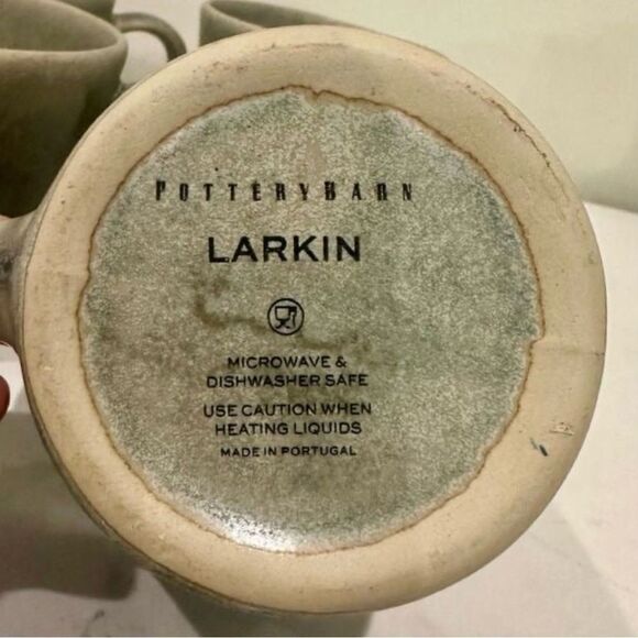 Pottery Barn Larkin Reactive Glaze Stoneware Mugs Lichen Green - Picture 2 of 2